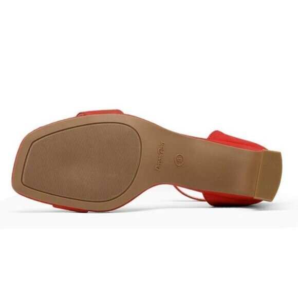 DREAM PAIRS Red Square Open Toe Low Block Chunky Heel Ankle Strap Pump Shoe - Picture 15 of 16